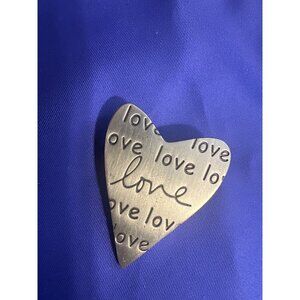 💖Love Heart Shaped Pin By Spoonfed Art - Silver Metal